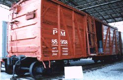 PM wooden auto boxcar #88958 on display at the B&O Museum